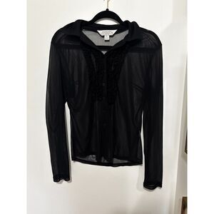 Annex Casual Corner Sheer Black Mesh Long Sleeve Top M Whimsigoth Fairygrunge